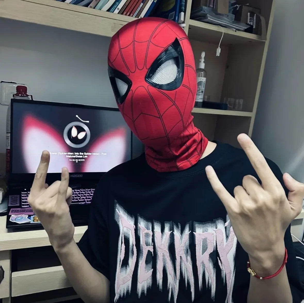 Popular Electric Spider Man Headband, Remote Control Flash USB Charging Glowing Mask, Funny and Handsome Gift
